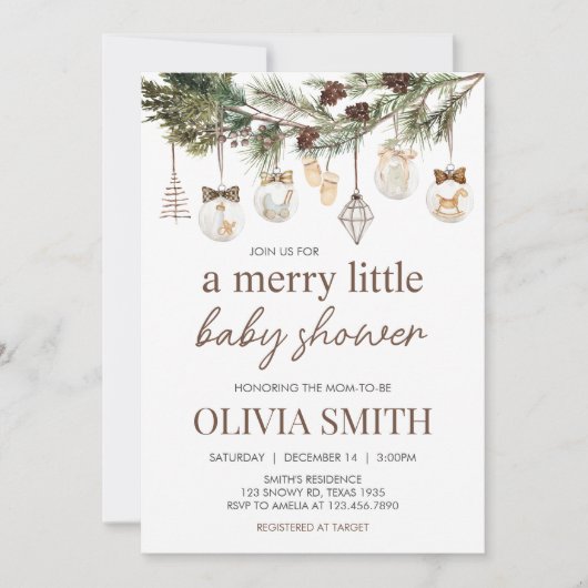 Prettig Kerstmis Baby Shower Kaart (Voorkant)