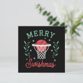 Prettig Kerstmis Basketbal Kerst Sport Kerstmis Feestdagenkaart (Staand voorkant)