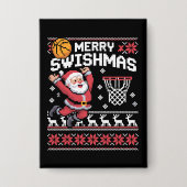Prettig Kerstmis Basketbal Lelijk Kerstmis Kerstmi Button (Voorkant)
