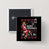 Prettig Kerstmis Basketbal Lelijk Kerstmis Kerstmi Vierkante Button 5,1 Cm (Voorkant /achterkant)