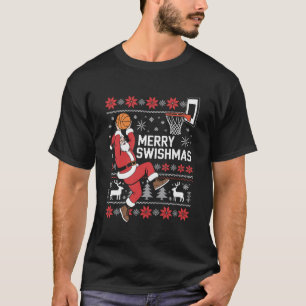 Prettig Kerstmis Basketbal Lelijk Kerstmis Xmas T-shirt