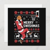 Prettig Kerstmis Basketbal Lelijke Kerstmis Kerstm Feestdagenkaart (Voorkant / Achterkant)