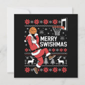Prettig Kerstmis Basketbal Lelijke Kerstmis Kerstm Feestdagenkaart (Voorkant)