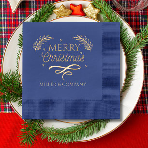 Prettig Kerstmis Bedrijfsnaam op Maat Folie Servetten