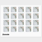 Prettig Kerstmis bloemige groene gift Vierkante Sticker (Vel)