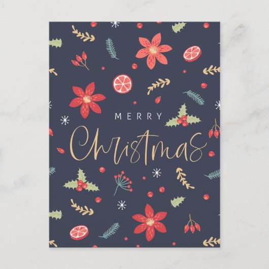 Prettig Kerstmis Bloemstuk Feestdagenkaart (Voorkant)