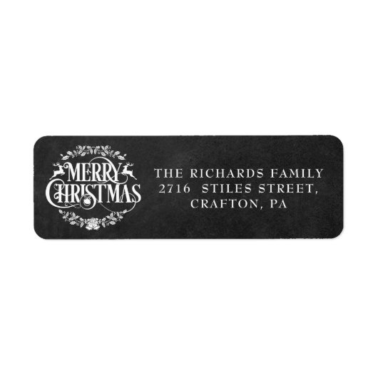 Prettig Kerstmis Boho Krijtbord Retouradres Etiket (Voorkant)