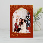 Prettig Kerstmis Boog Goud Folie Foto  Folie Feestdagenkaart (Staand Voorkant)