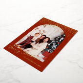 Prettig Kerstmis Boog Goud Folie Foto  Folie Feestdagenkaart (Gedraaid)