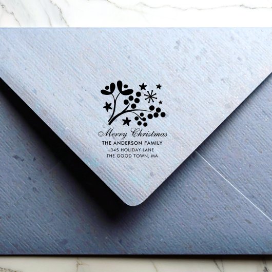 Prettig Kerstmis Botanisch Rubberstempel