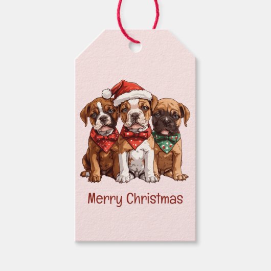 Prettig kerstmis Boxer Honden Cadeaulabel (Voorkant)