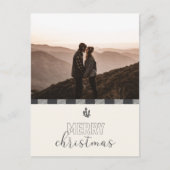 Prettig Kerstmis Buffalo Plaid Grijs Bewaar de Dat Feestdagenkaart (Voorkant)