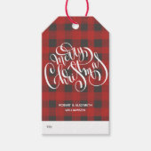 Prettig Kerstmis Buffalo Plaid Kerst Cadeaulabel (Voorkant)