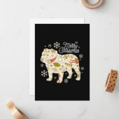 Prettig Kerstmis Bulldogliefhebber Notitiekaartje (Voorkant / Achterkant in situ)