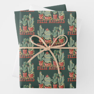 Prettig Kerstmis Cactus Liefhebber Kerst Cowboy Pl Inpakpapier Vel
