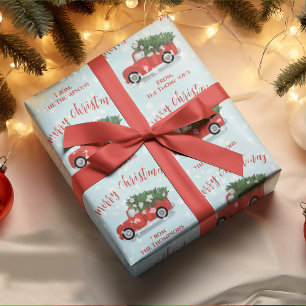Prettig Kerstmis Calligrafie Cute Rustieke Rode Tr Cadeaupapier