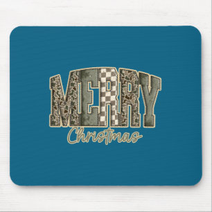 Prettig Kerstmis Camo Strepen Retro Kerstseizoen V Muismat
