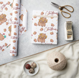 Prettig Kerstmis Capybara  Cadeaupapier