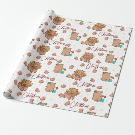 Prettig Kerstmis Capybara  Cadeaupapier