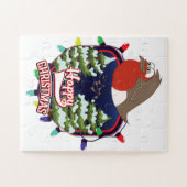Prettig kerstmis cartoon Robin logo Legpuzzel (Horizontaal)