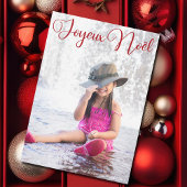 Prettig Kerstmis Chic Rode Script Franse Gezinsfot Feestdagenkaart