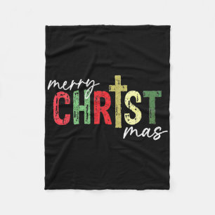 Prettig Kerstmis Christelijk Jezus Kruis Geloof Re Fleece Deken