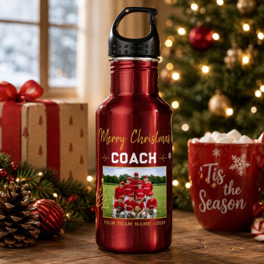 Prettig Kerstmis Coach Teamfoto Waterfles