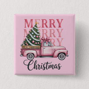 Prettig Kerstmis Coquette Strik Kerstmis Vakantie Vierkante Button 5,1 Cm