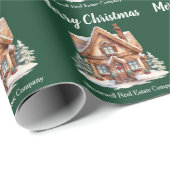 Prettig Kerstmis Cute Green Makelaar Custom Cadeaupapier (Rol Hoek)