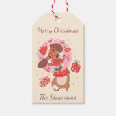 Prettig Kerstmis Dachshund Vakantie Cadeaulabel (Voorkant)