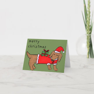 Prettig Kerstmis Dachshund Vouwbare Kerstkaart Kaart
