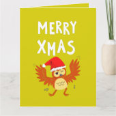 Prettig Kerstmis Dansende Uil       Kaart (Voorkant)