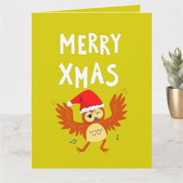 Prettig Kerstmis Dansende Uil       Kaart