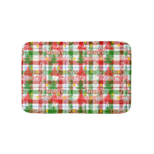 Prettig Kerstmis decoratieve geruite tartan  Badmat