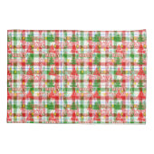 Prettig Kerstmis decoratieve geruite tartan Kussensloop (Achterkant)