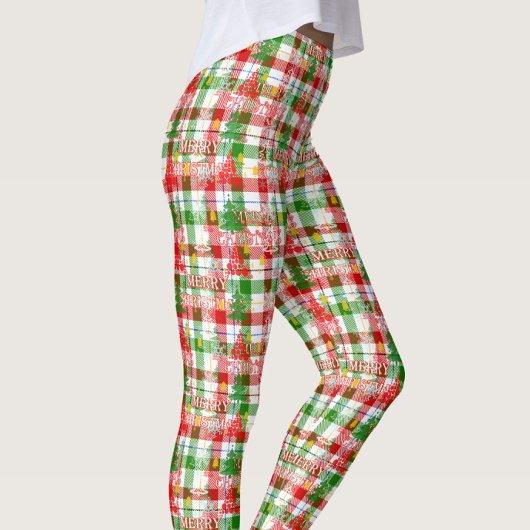 Prettig Kerstmis decoratieve geruite tartan Leggings