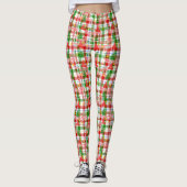 Prettig Kerstmis decoratieve geruite tartan Leggings (Voorkant)