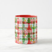Prettig Kerstmis decoratieve geruite tartan Mok (Midden)