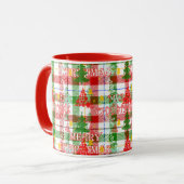 Prettig Kerstmis decoratieve geruite tartan Mok (Voorkant links)