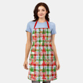 Prettig Kerstmis decoratieve geruite tartan Schort (Gedragen)