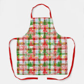 Prettig Kerstmis decoratieve geruite tartan Schort (Voorkant)