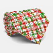 Prettig Kerstmis decoratieve geruite tartan Stropdas (Opgerold)