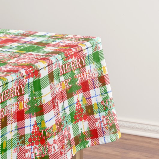 Prettig Kerstmis decoratieve geruite tartan Tafelkleed