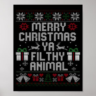 Prettig Kerstmis Dier Vies Ja Kerstmis Familie Pyj Poster