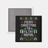 Prettig Kerstmis Dier Vies Kerstmis Pyjama  Magneet (Voorkant / Achterkant)
