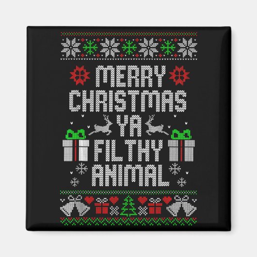 Prettig Kerstmis Dier Vies Kerstmis Pyjama  Magneet (Voorkant)