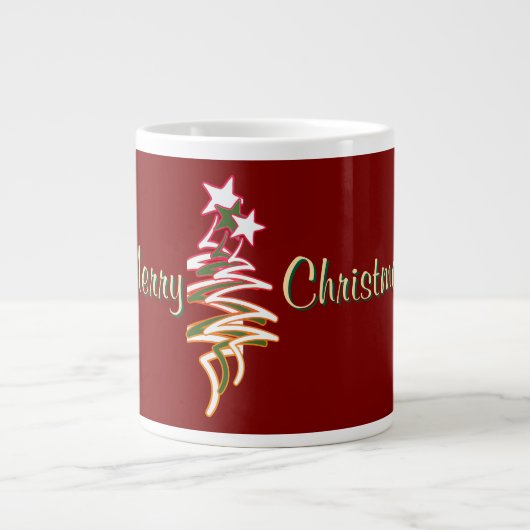 Prettig Kerstmis Dk Rood Grote Koffiekop (Voorkant)