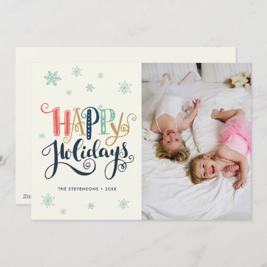 Prettig Kerstmis Doodle Sneeuw | Foto Kerstkaart (Voorkant / Achterkant)