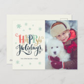 Prettig Kerstmis Doodle Sneeuw | Foto Kerstkaart Feestdagenkaart (Voorkant / Achterkant)