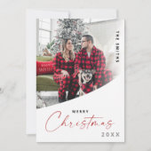 Prettig Kerstmis Eén Foto Script Klassiek Modern Feestdagenkaart (Voorkant)